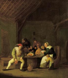 Bartholomeus Molenaer - A peasant family in a barn