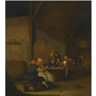 Bartholomeus Molenaer - A Tavern Scene With Peasants Drinking And Smoking
