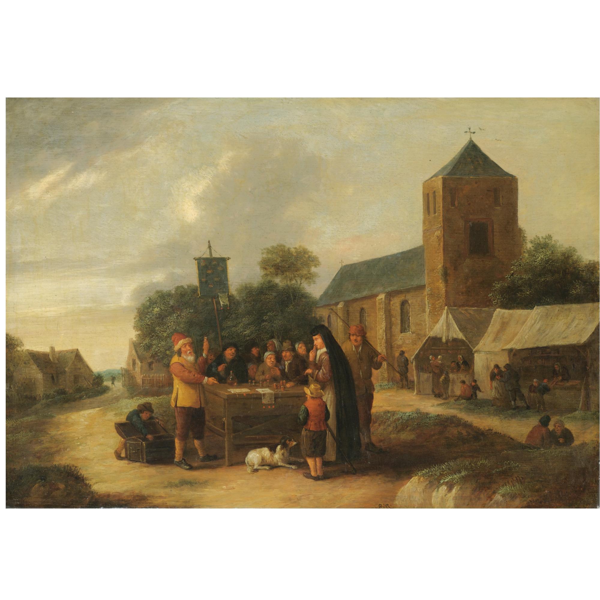 Bartholomeus Molenaer - A Village Fair With A Quack Doctor Entertaining A Crowd