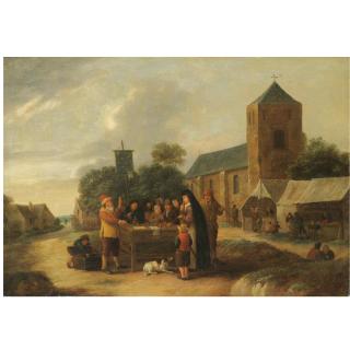 Bartholomeus Molenaer - A Village Fair With A Quack Doctor Entertaining A Crowd