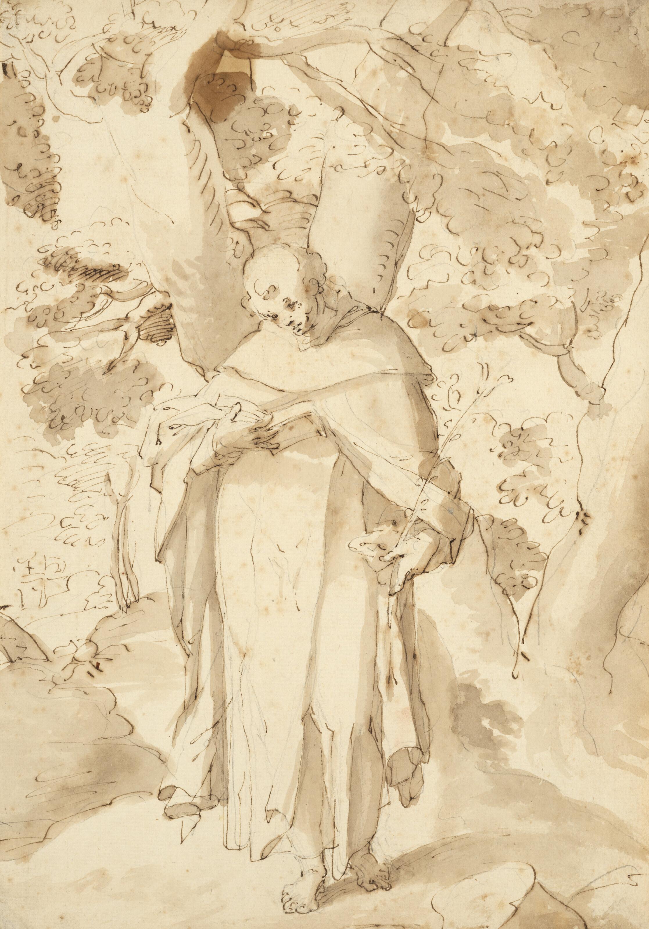 Bartholomeus Spranger - Saint Dominique lisant dans un paysage