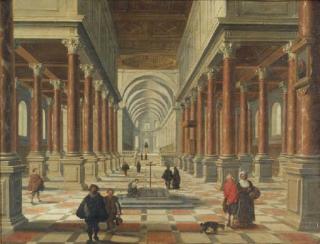 Bartholomeus Van Bassen - A church interior with figures