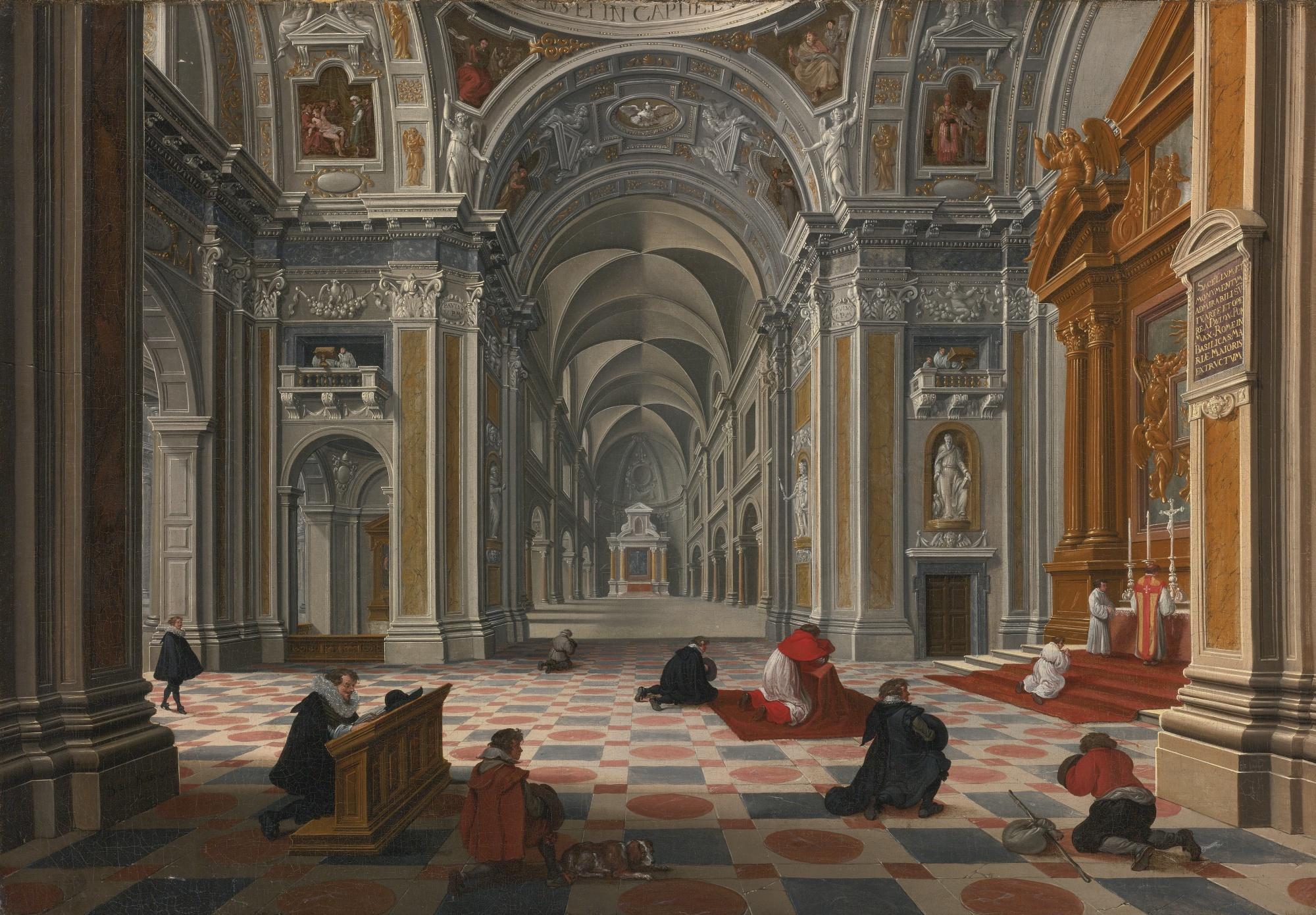 Bartholomeus Van Bassen - Figures At Mass In An Ornate Church Interior