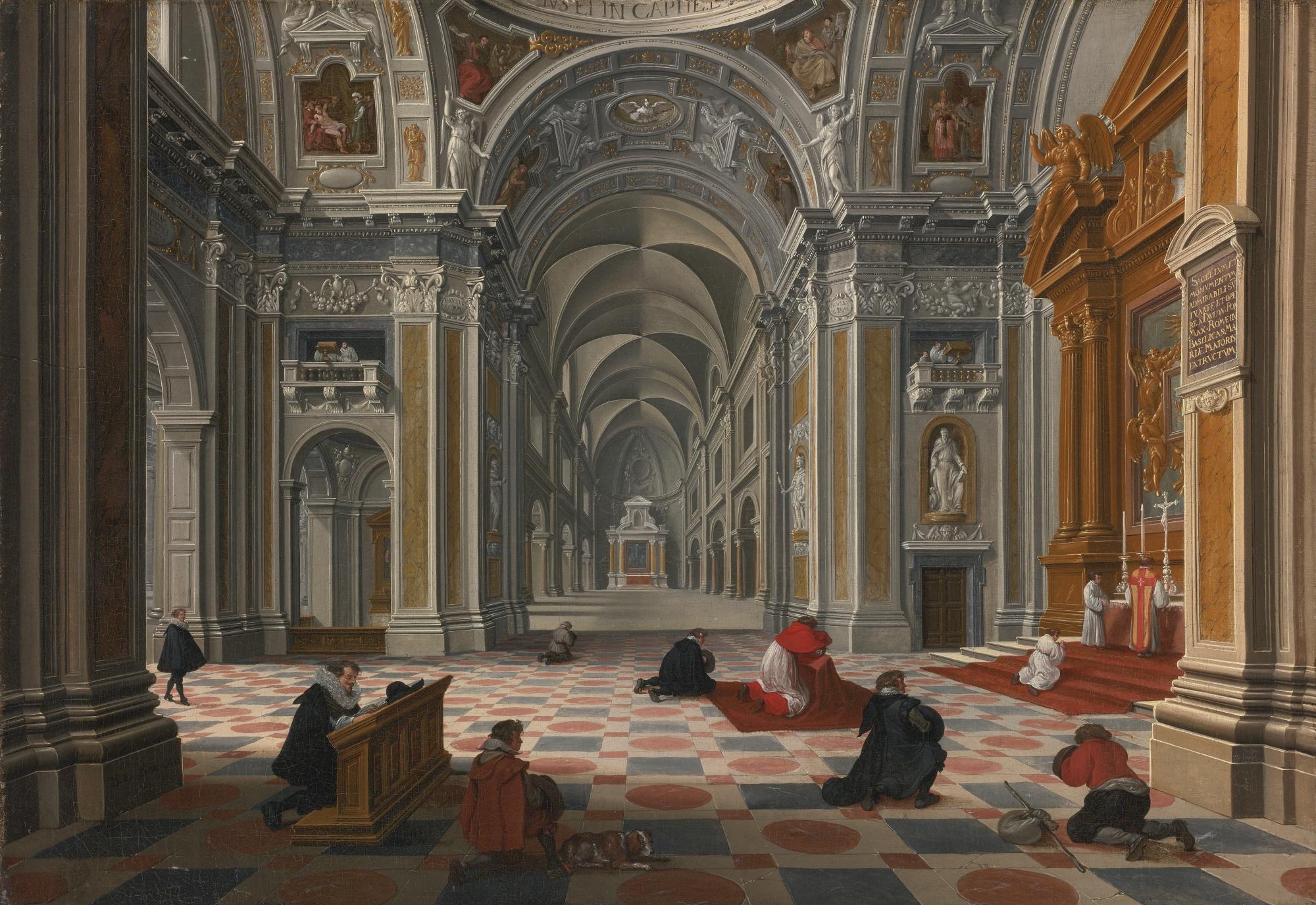 Bartholomeus Van Bassen - Figures At Mass In An Ornate Church Interior