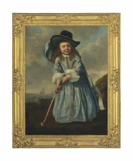 Bartholomeus Van Der Helst - Portrait of a boy playing golf by the shore