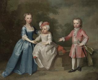 Bartholomew Dandridge - Group Portrait of three children, traditionally identified as the Craven children, full-length, in a wooded landscape