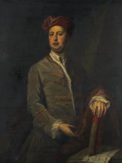 Bartholomew Dandridge - Portrait De Trois-Quarts D\'Un Architecte, Probablement William Kent (1685-1748), En Manteau Vert Et Turban Rouge