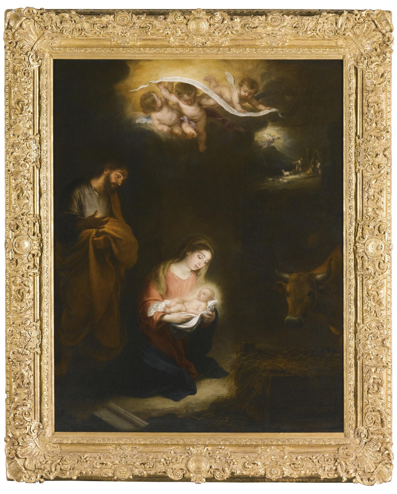 Bartolomé Esteban Murillo - A Nocturnal Scene With The Nativity And The Annunciation To The Shepherds Beyond