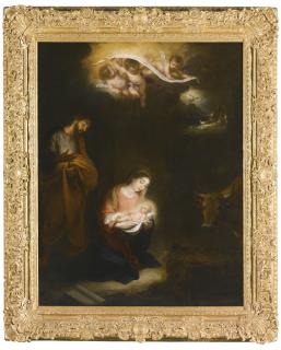Bartolomé Esteban Murillo - A Nocturnal Scene With The Nativity And The Annunciation To The Shepherds Beyond