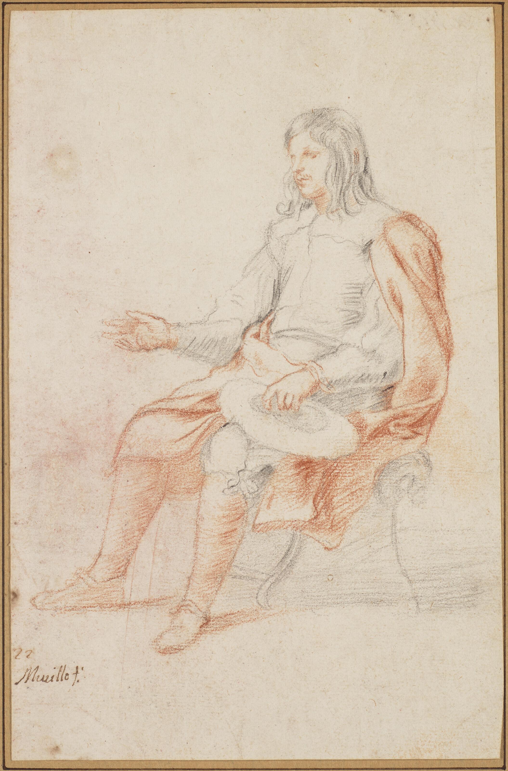 Bartolomé Esteban Murillo - Étude D\'Un Homme Assis Tourné Vers La Gauche (Recto); Dessin D\'Une Tête D\'Enfant (Verso)