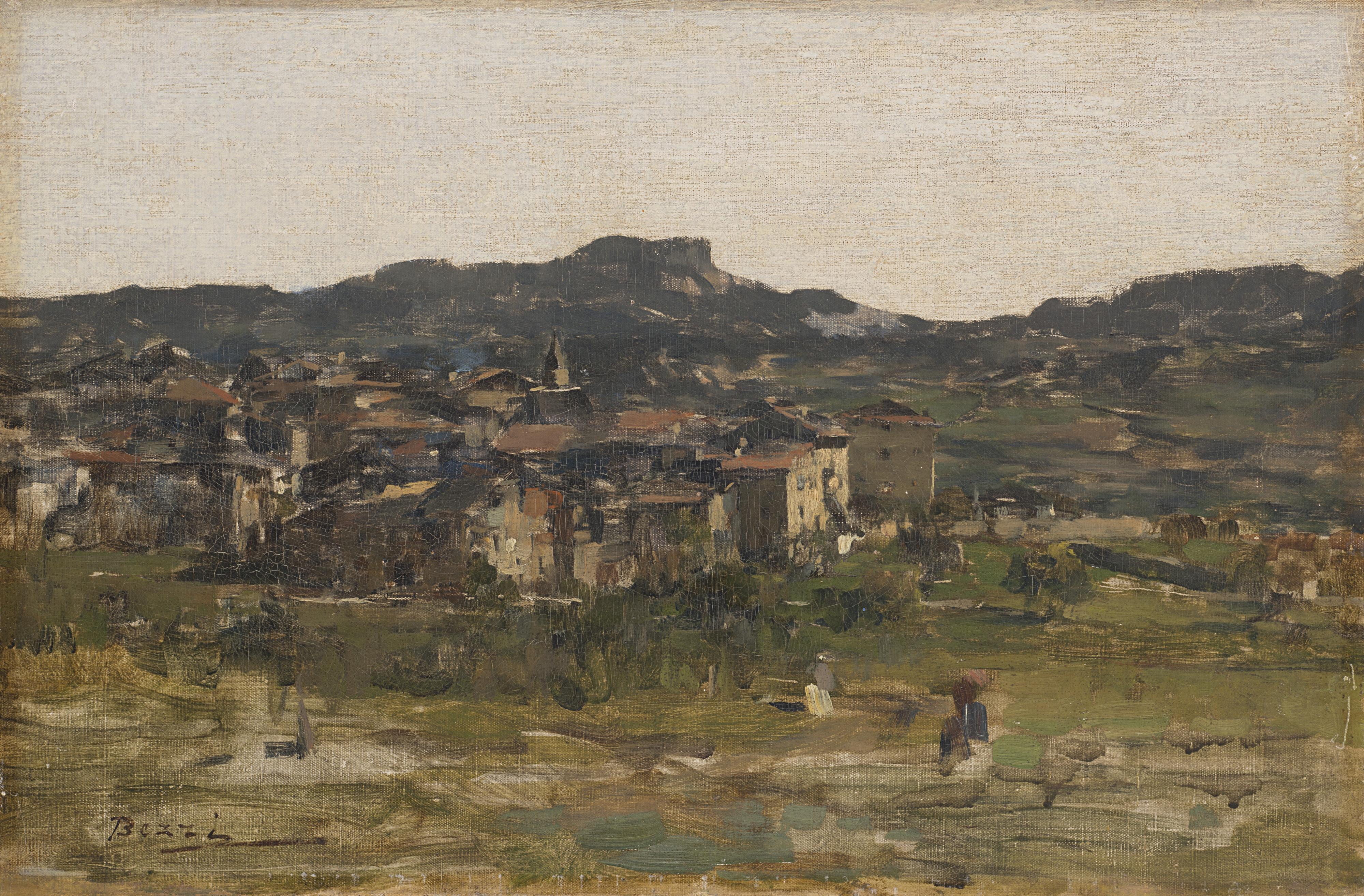 Bartolomeo Bezzi - Paesaggio con paese sullo sfondo