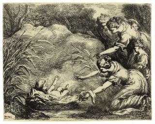 Bartolomeo Biscaino - Moses rescued from the Nile (Bartsch 2)