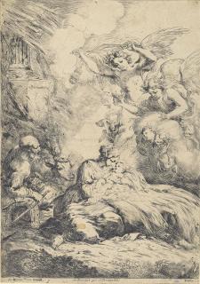 Bartolomeo Biscaino - The Nativity With Angels (Bartsch 7)