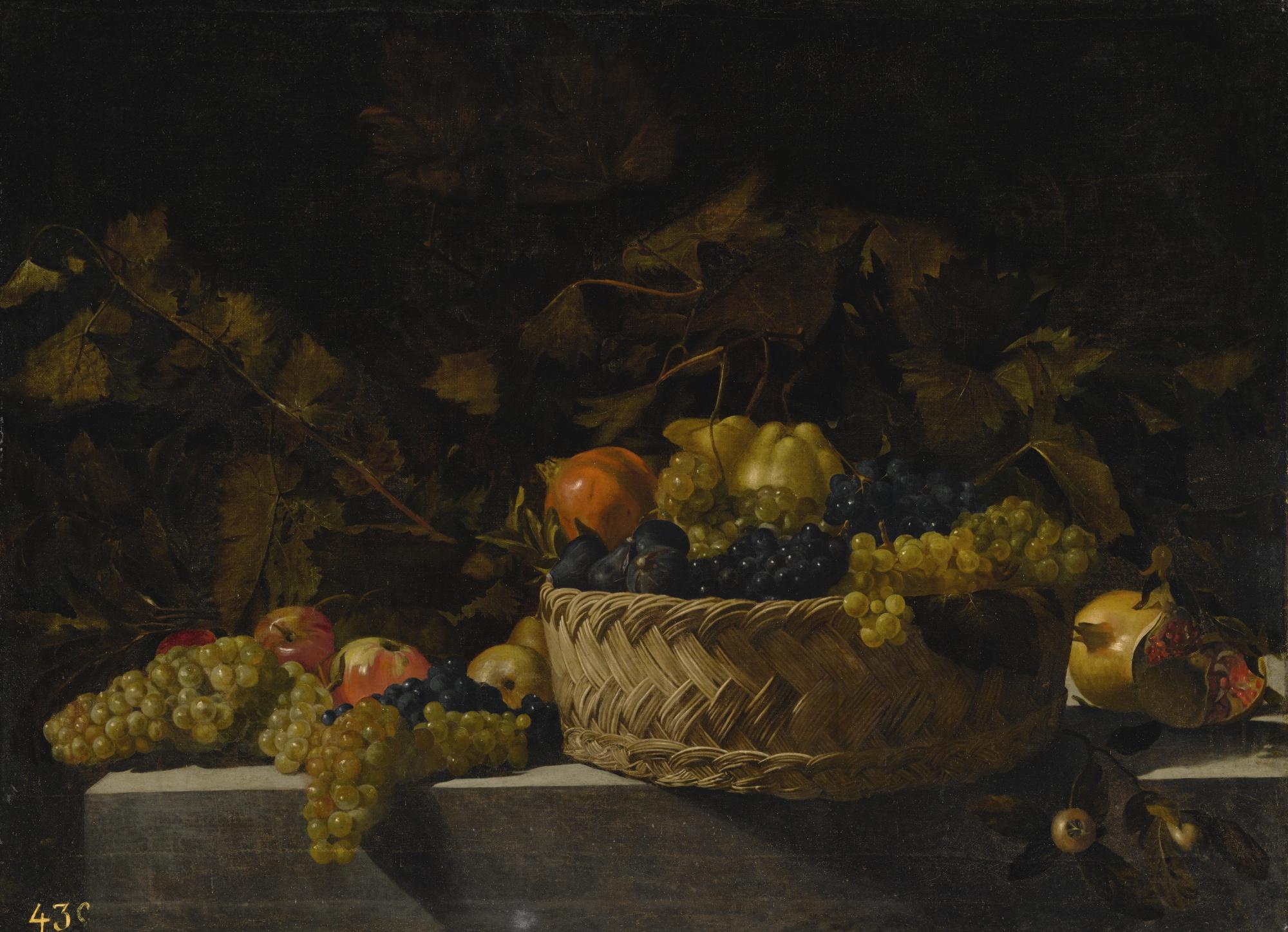 Bartolomeo Cavarozzi - Basket Of Fruit On A Stone Ledge 
