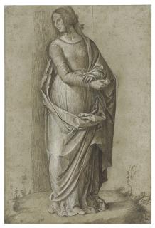 Bartolomeo Cincani, Il Montagna - A woman standing on a grassy knoll, holding a fruit