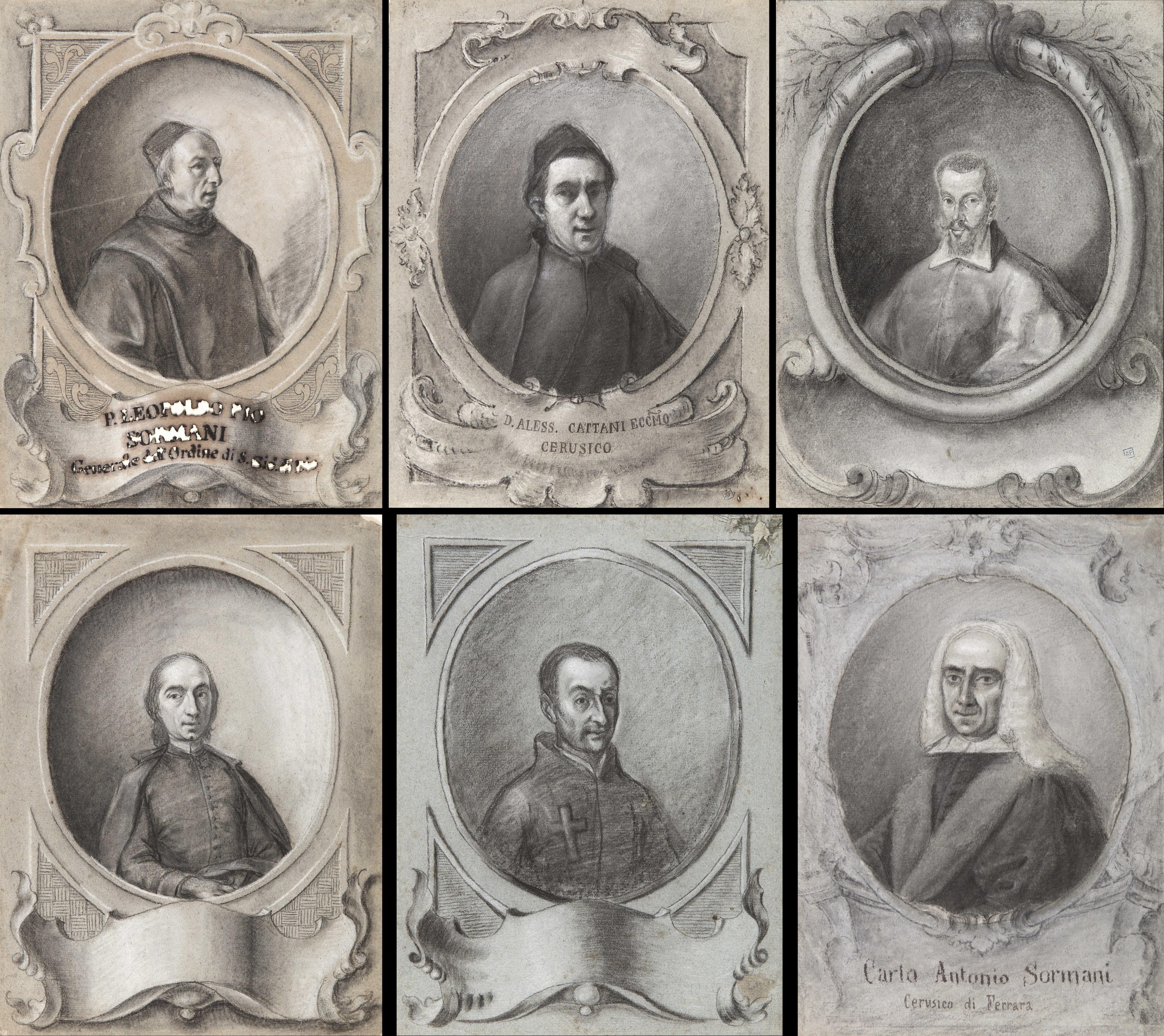 Bartolomeo Nazzari - Group of six portraits: Carlo Antonio Sormani, Cerusico di Ferrara and four portraits of prelates and dignitaries
