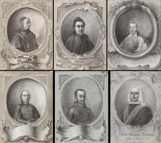 Bartolomeo Nazzari - Group of six portraits: Carlo Antonio Sormani, Cerusico di Ferrara and four portraits of prelates and dignitaries