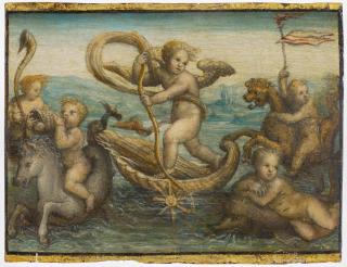 Bartolomeo Neroni - Cupid auf einem muschelförmigen Wagen