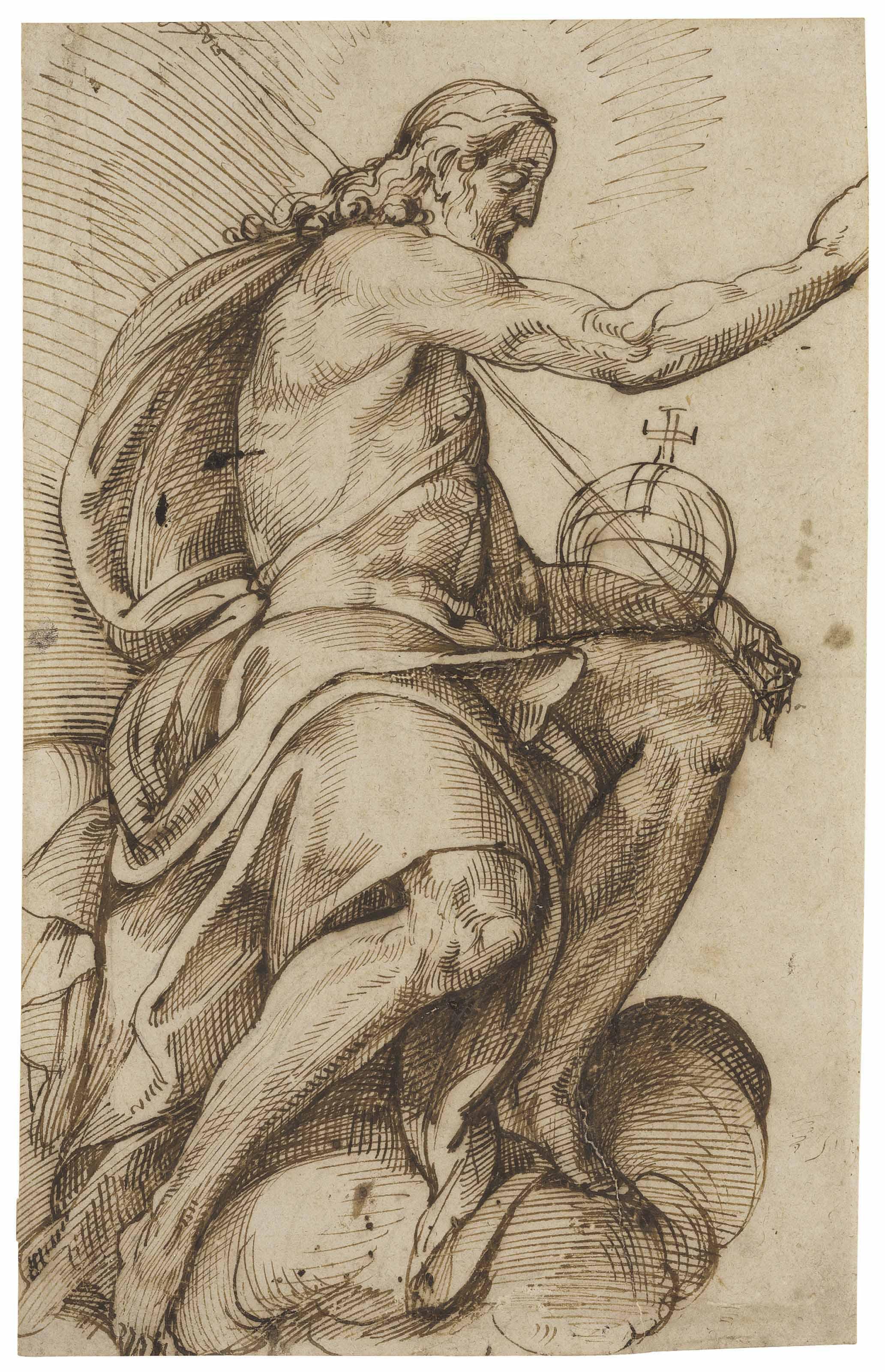 Bartolomeo Passarotti - Christ blessing, seated in the clouds