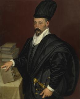 Bartolomeo Passarotti - Portrait Of Lope Varona Di Villanahue Of Burgos, Half Length With A Book In His Right Hand