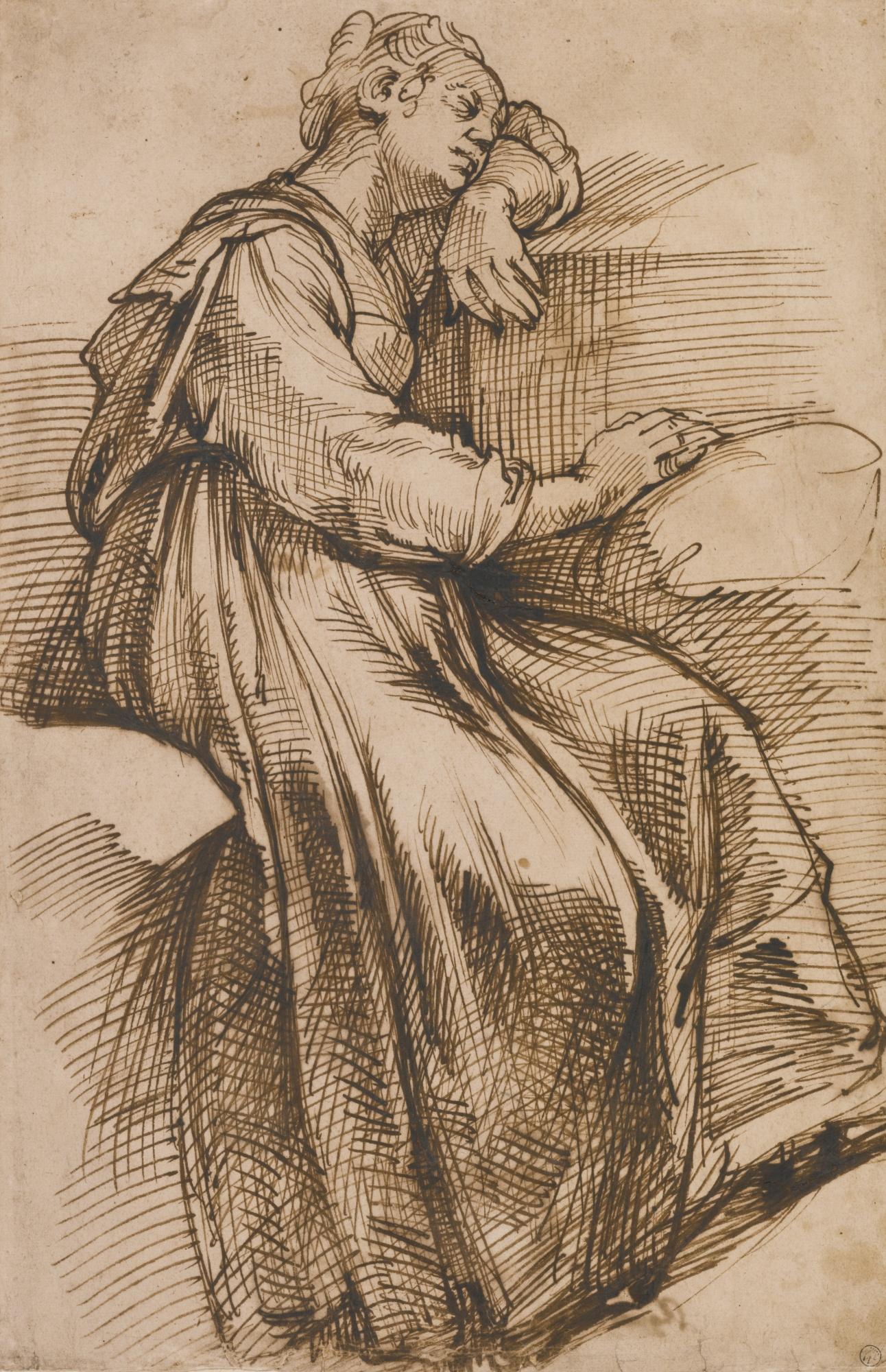 Bartolomeo Passarotti - Study Of Seated Woman Sleeping
