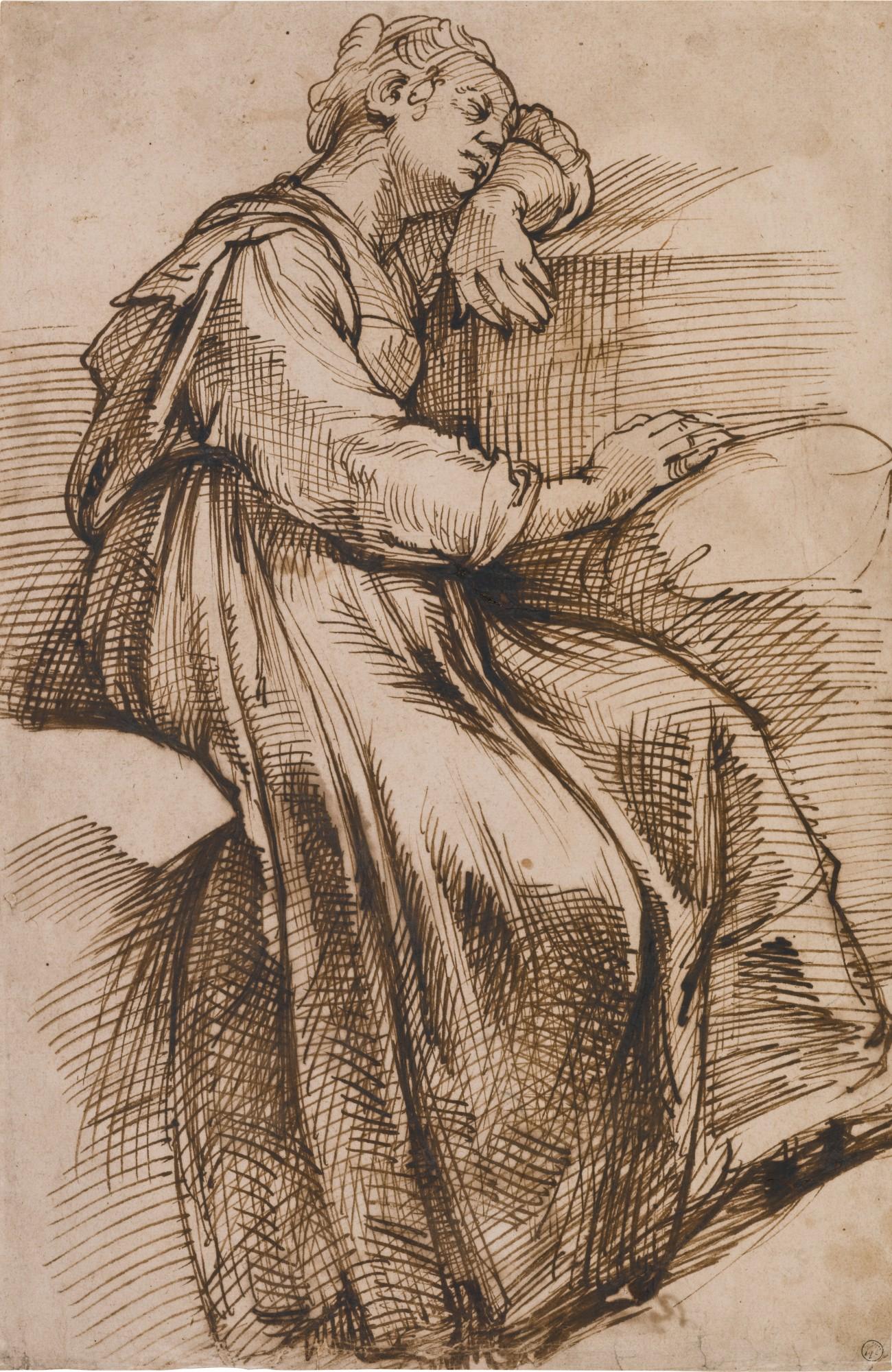 Bartolomeo Passarotti - Study of seated woman sleeping