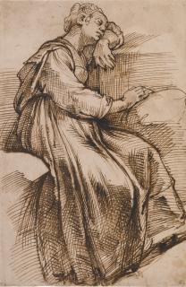 Bartolomeo Passarotti - Study of seated woman sleeping