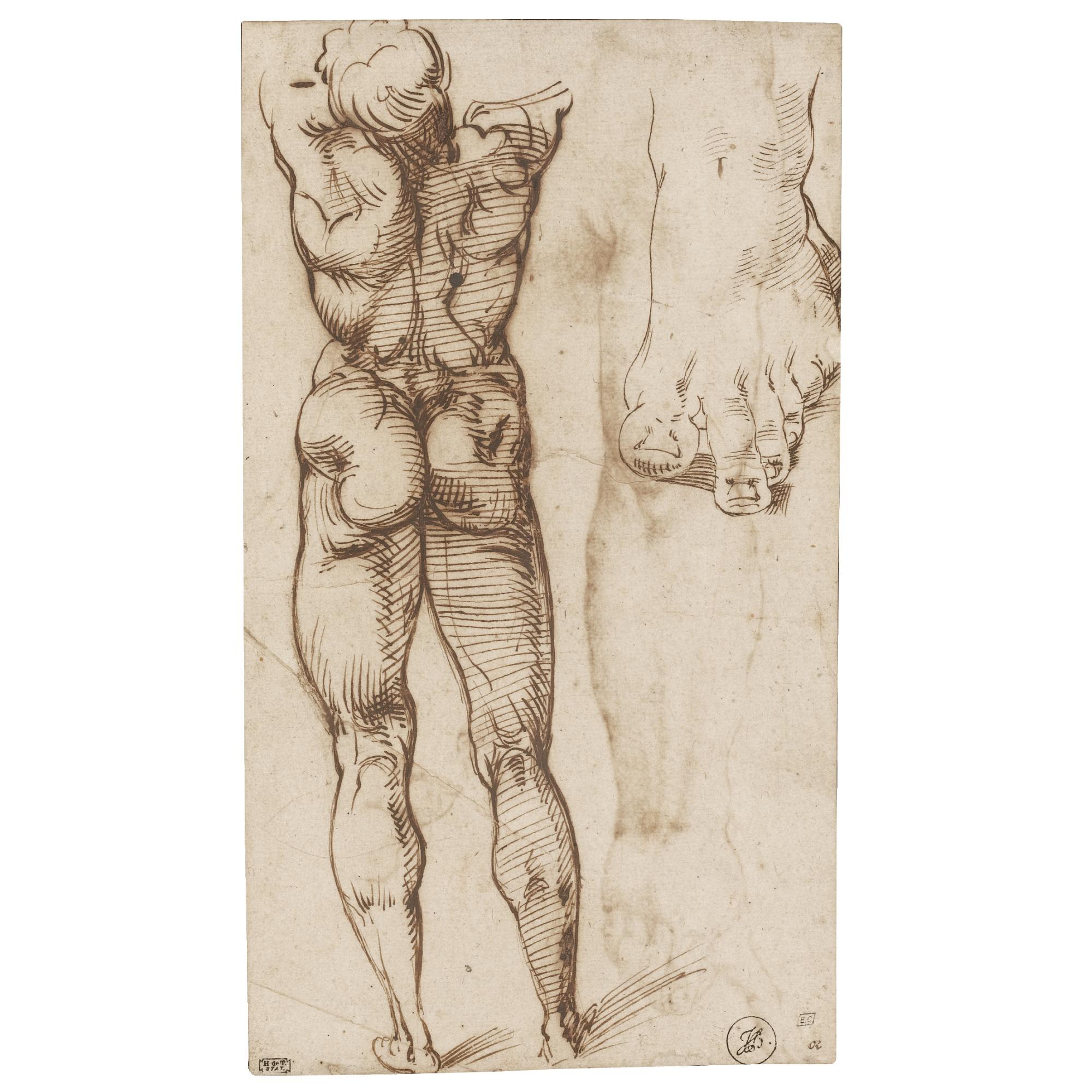 Bartolomeo Passerotti - Double-Sided Sheet Of Studies Of A Male Nude