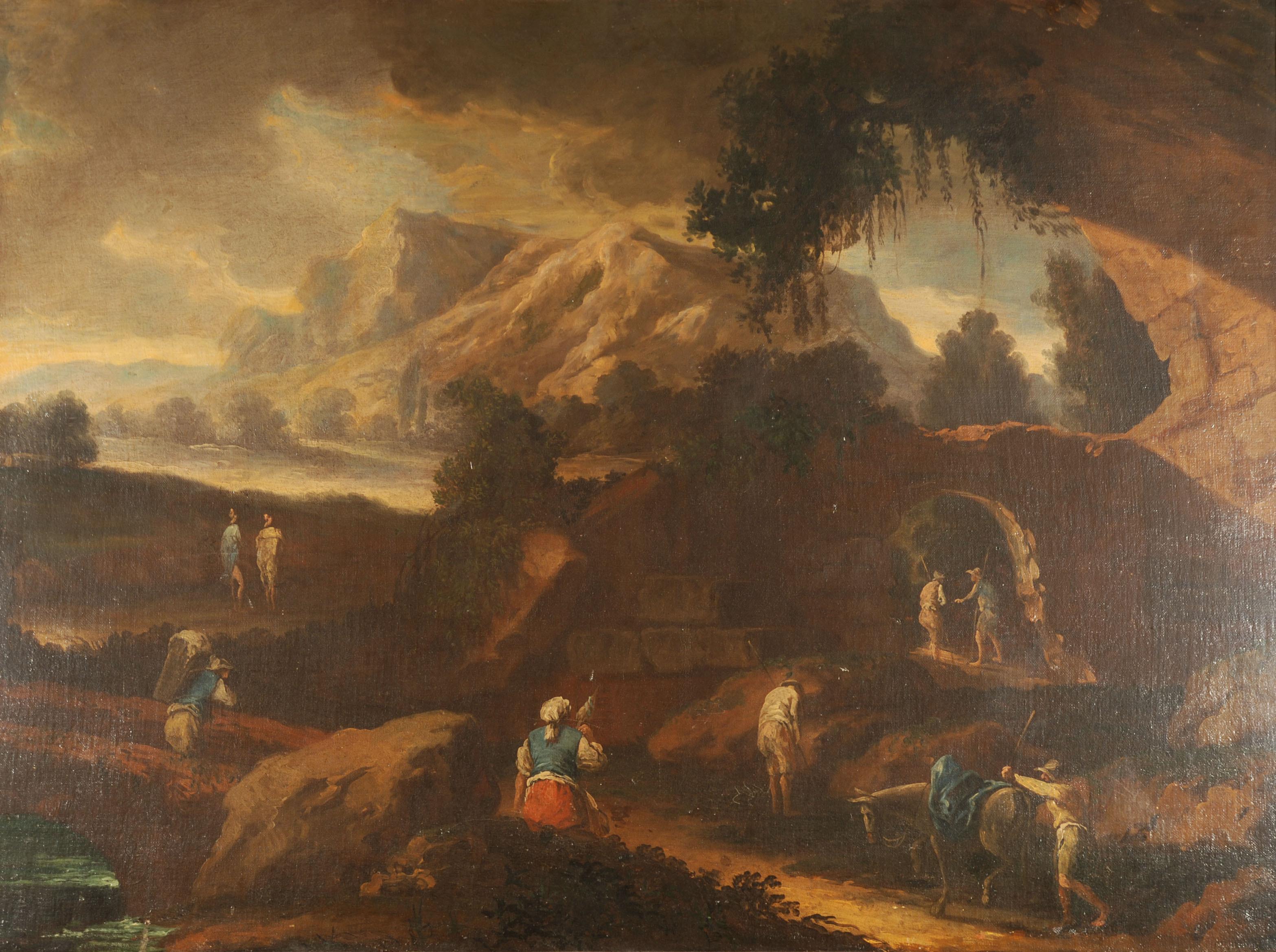 Bartolomeo Pedon - Paesaggio con viandanti e ponte