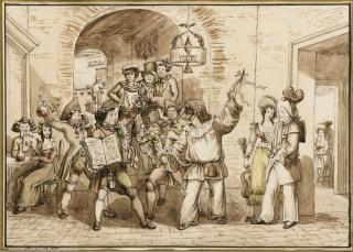 Bartolomeo Pinelli - A Scene From The Roman Carnival, Inside An Osteria