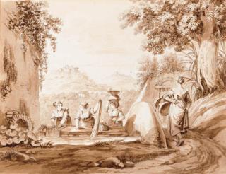 Bartolomeo Pinelli - Washing place at Tivoli with the river Monticelli and Palombara