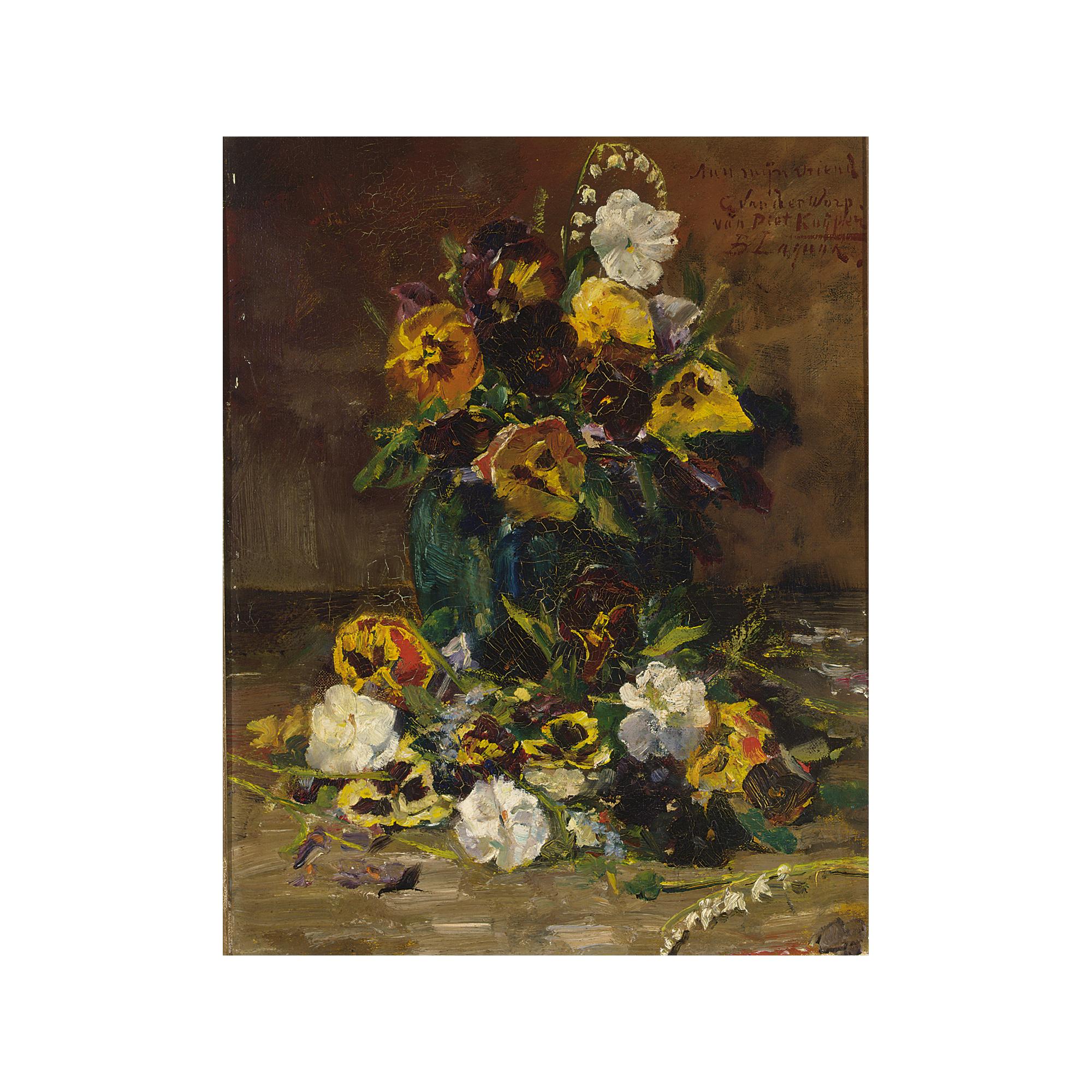 Baruch Lopes de Leao Laguna - A Flower Still Life With Violets In A Gingerpot