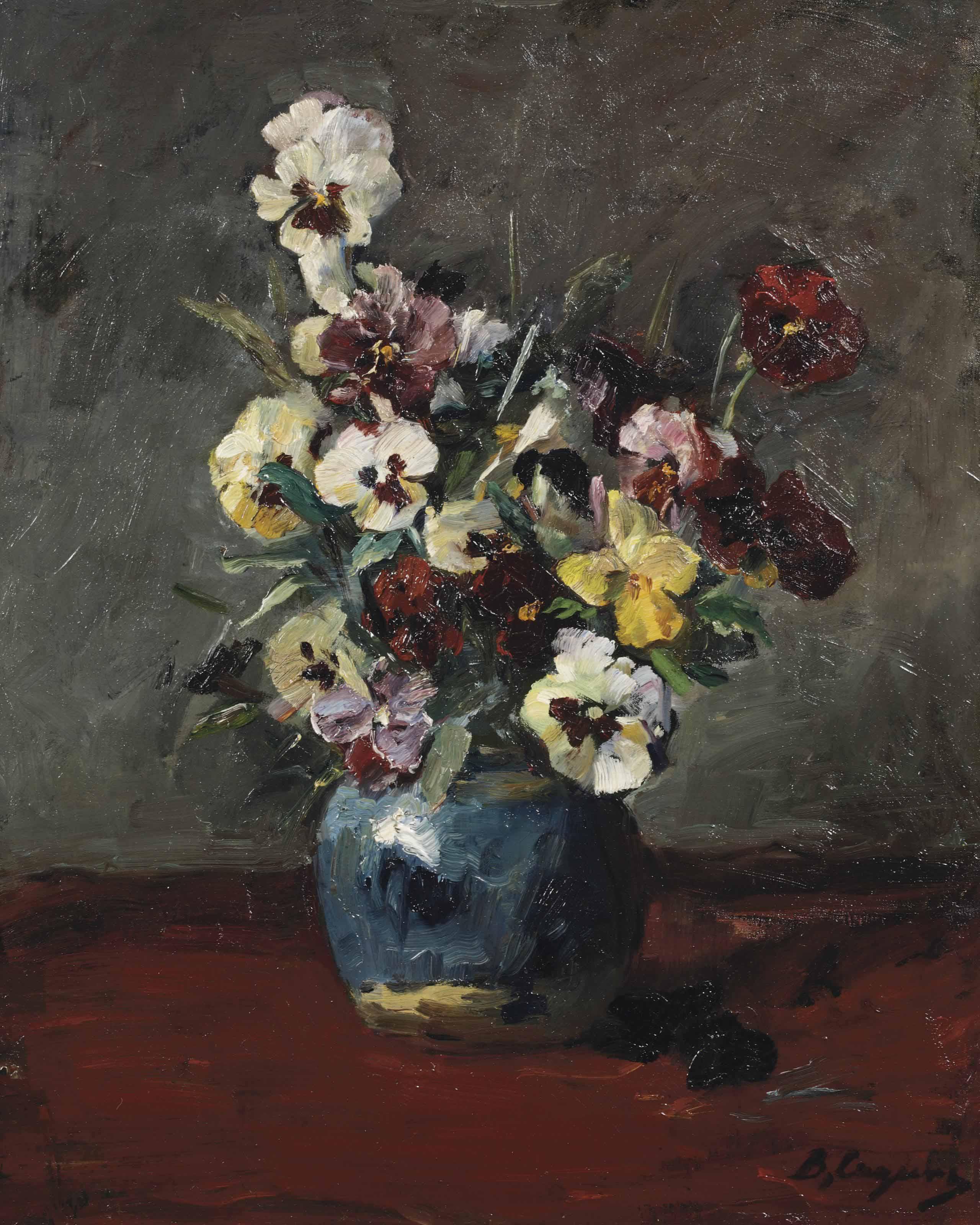 Baruch Lopes Leao de Laguna - A still life with violets in a blue vase