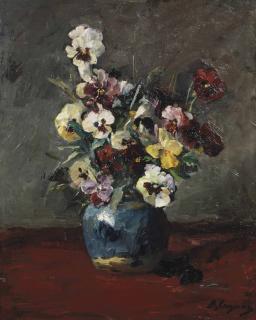 Baruch Lopes Leao de Laguna - A still life with violets in a blue vase