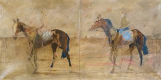Basil Blackshaw, H.R.H.A - Two Horses Exercising