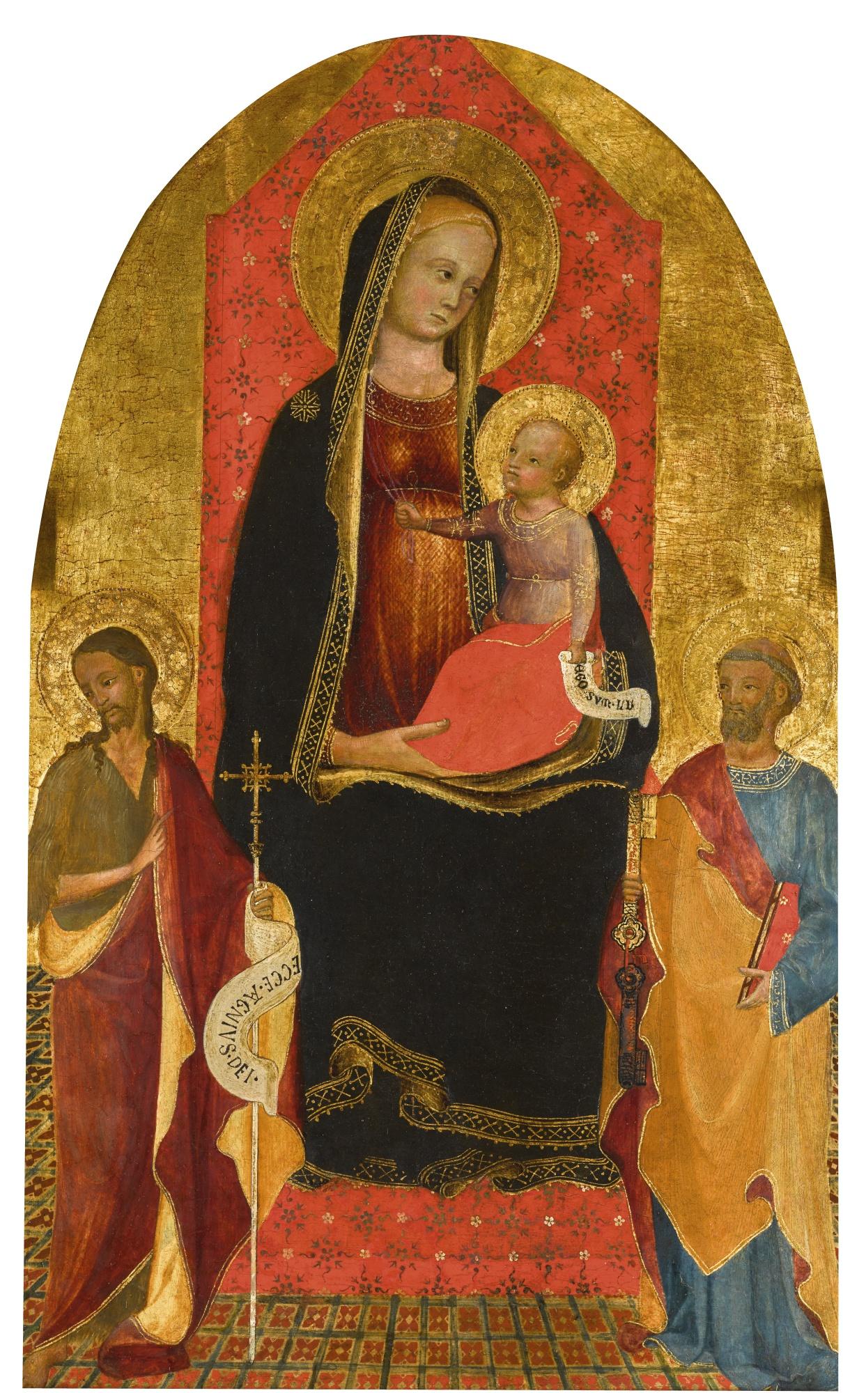 Battista Di Biagio Sanguigni - Madonna And Child Flanked By Saint John The Baptist And Saint Peter