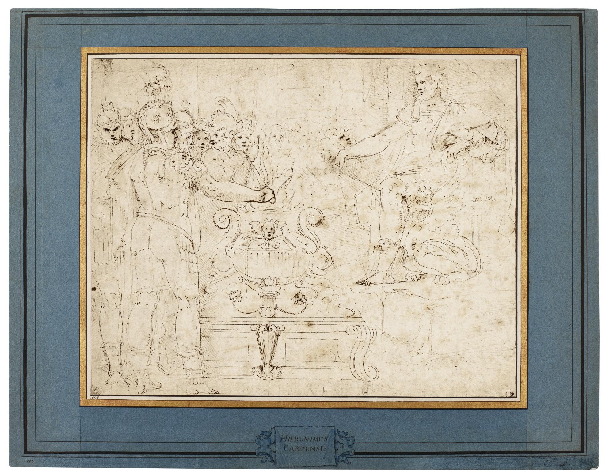 Battista Franco - Mucius Scaevola Putting His Hand In The Fire In Front Of Porsenna