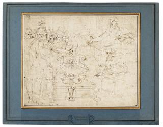 Battista Franco - Mucius Scaevola Putting His Hand In The Fire In Front Of Porsenna