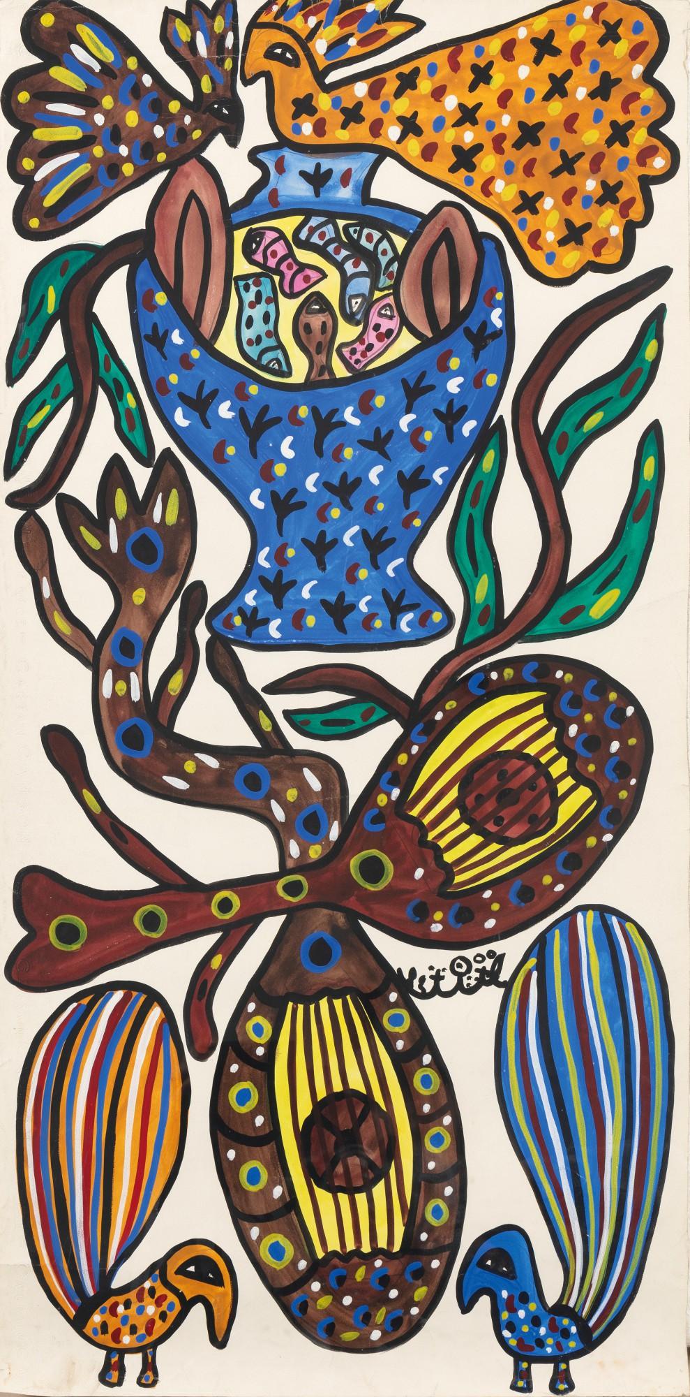 Baya - Vase aux Poissons Avec Instruments