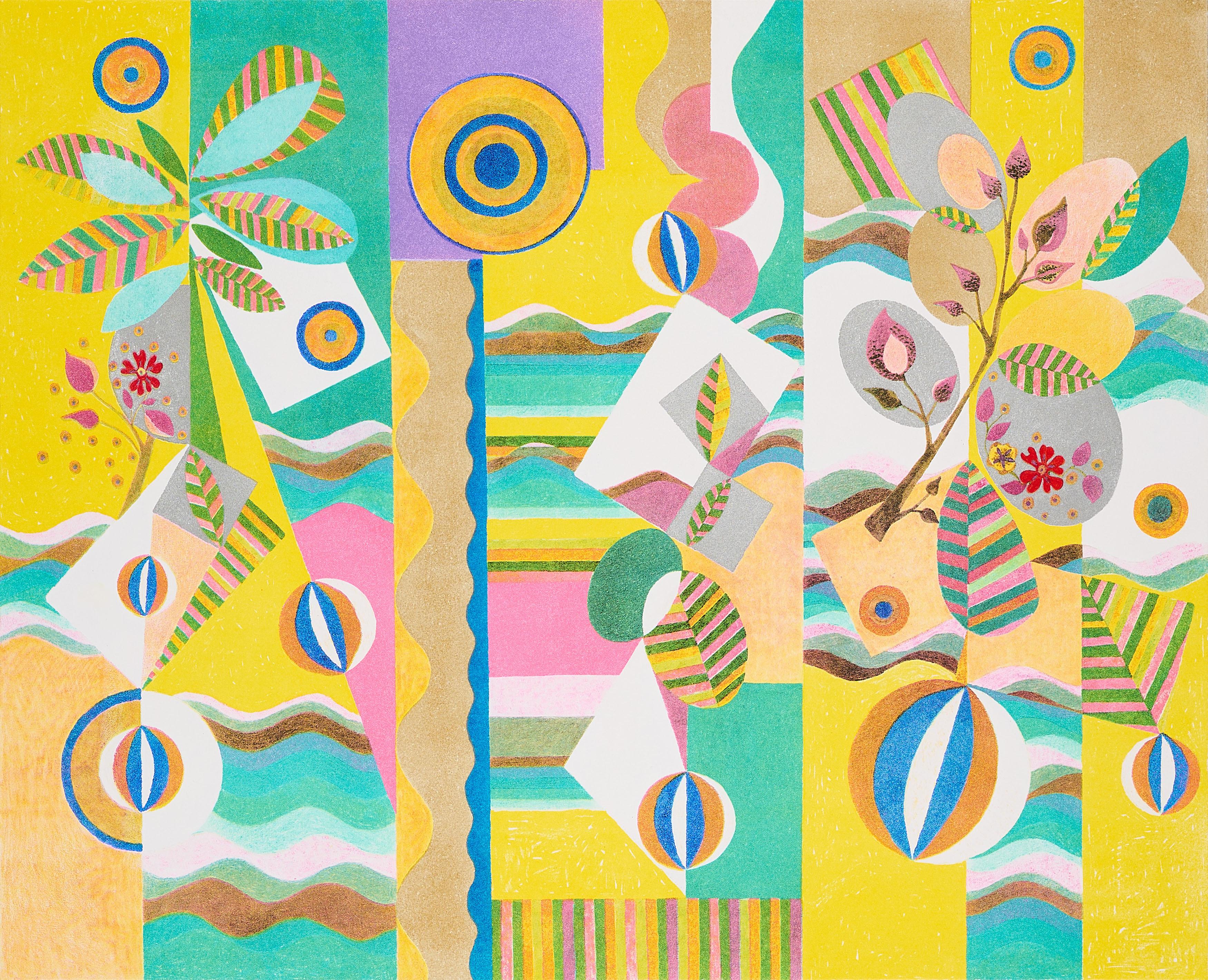 Beatriz Milhazes - Pink Sunshine, Safety Curtain.