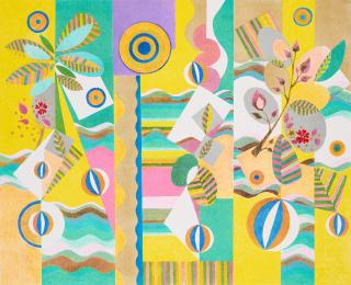 Beatriz Milhazes - Pink Sunshine, Safety Curtain.