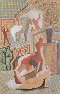 Béla Kádár - Composition with Figures and Horse