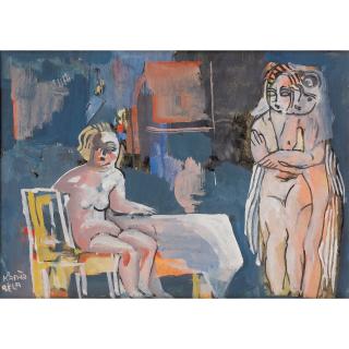 Béla Kádár - Femmes Dans Un Interieur (Recto) Nu Dand Un Decor Egyptien (Verso)