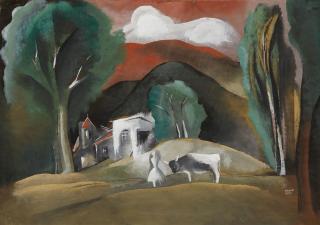 Béla Kádár - Landschaft mit Kuhhirtin