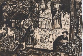 Béla Kádár - Marktszene.