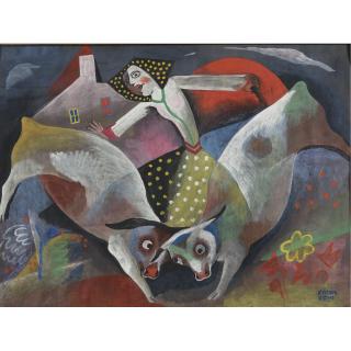 Béla Kádár - Milkmaid With Cows