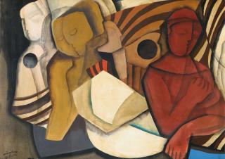 Béla Kádár - Ohne Titel (Komposition mit Figuren).