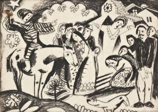 Béla Kádár - Scène De Village Avec Chevalier