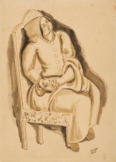 Béla Kádár - Sitzende Frau.