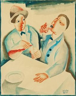 Béla Kádár - Two Drinkers